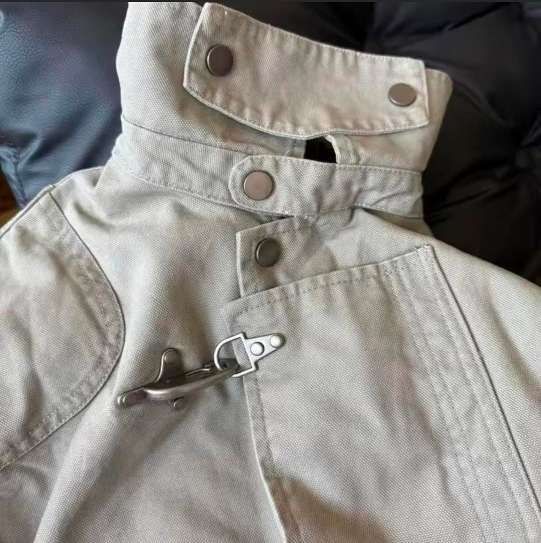 Vintage Stand Collar Loose Fit Jacket