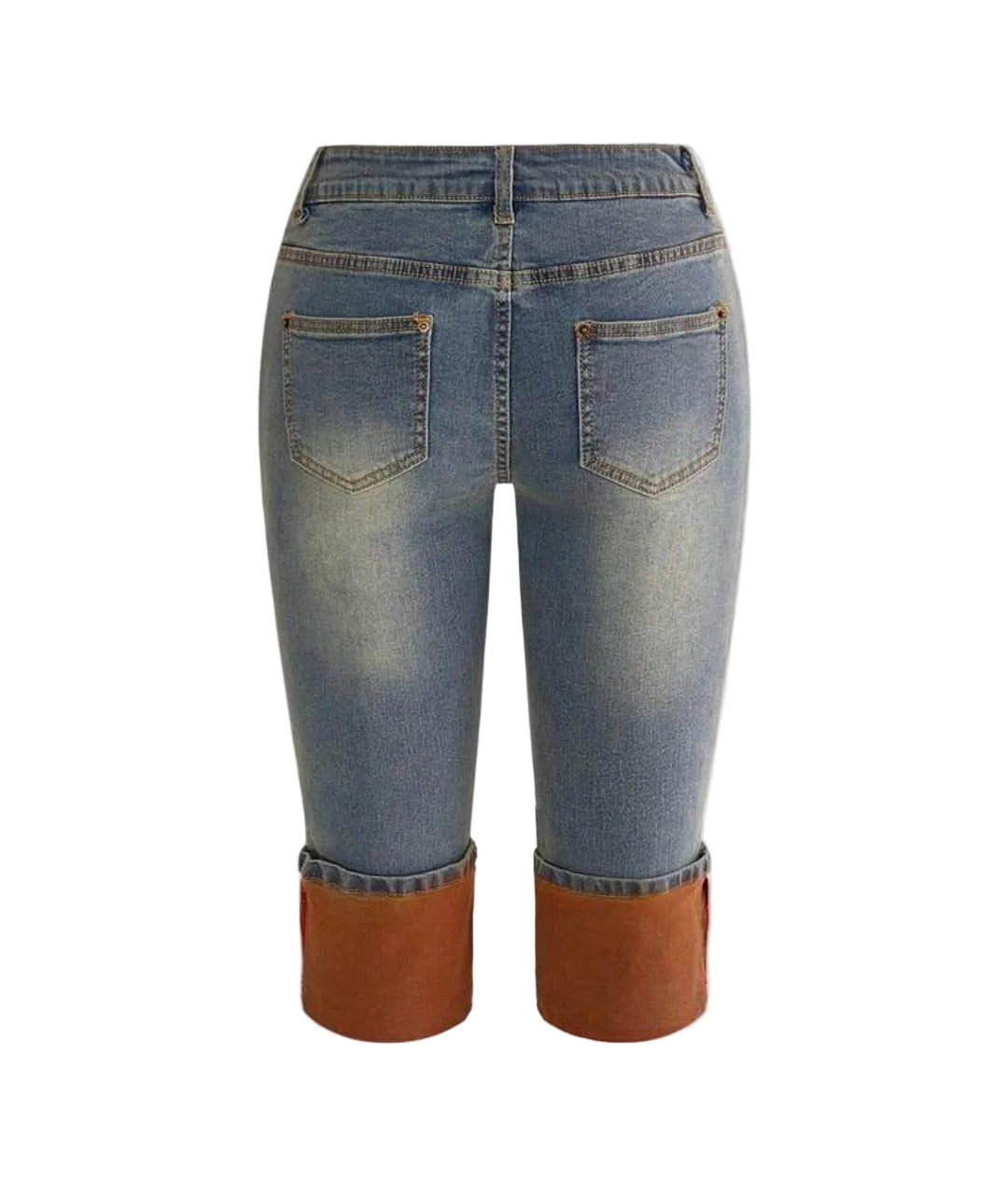 Denim Colorful Letter Embroidery Skinny Capri Jeans
