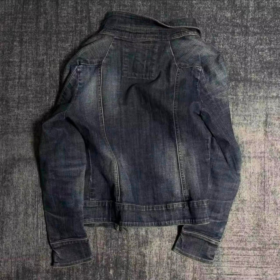 Women's Blue Zipper Denim Jacket