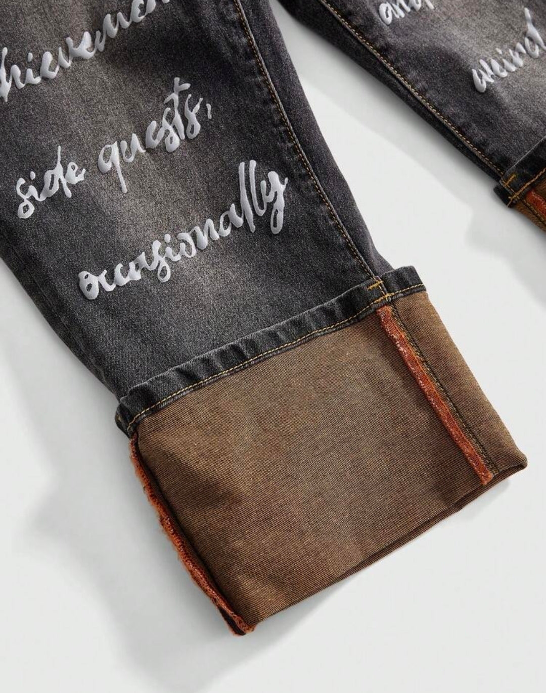 Denim Colorful Letter Embroidery Skinny Capri Jeans
