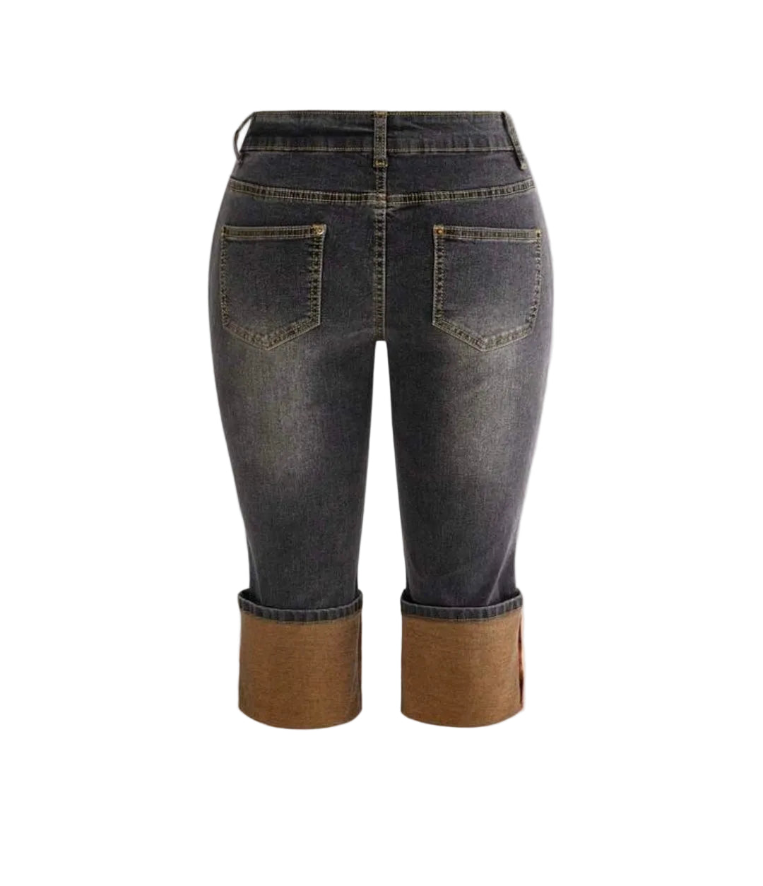 Denim Colorful Letter Embroidery Skinny Capri Jeans