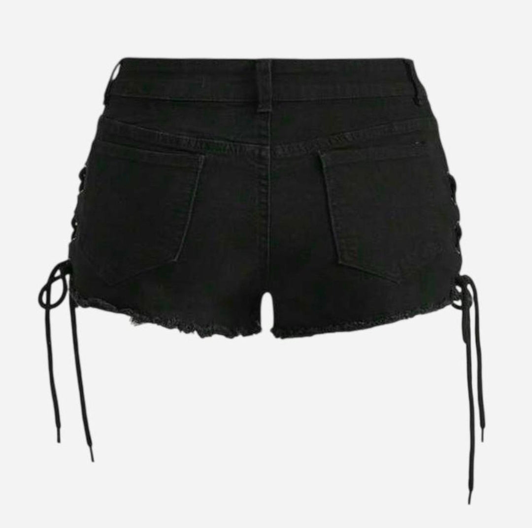 Women's Lace-Up Studded Rivet Shorts