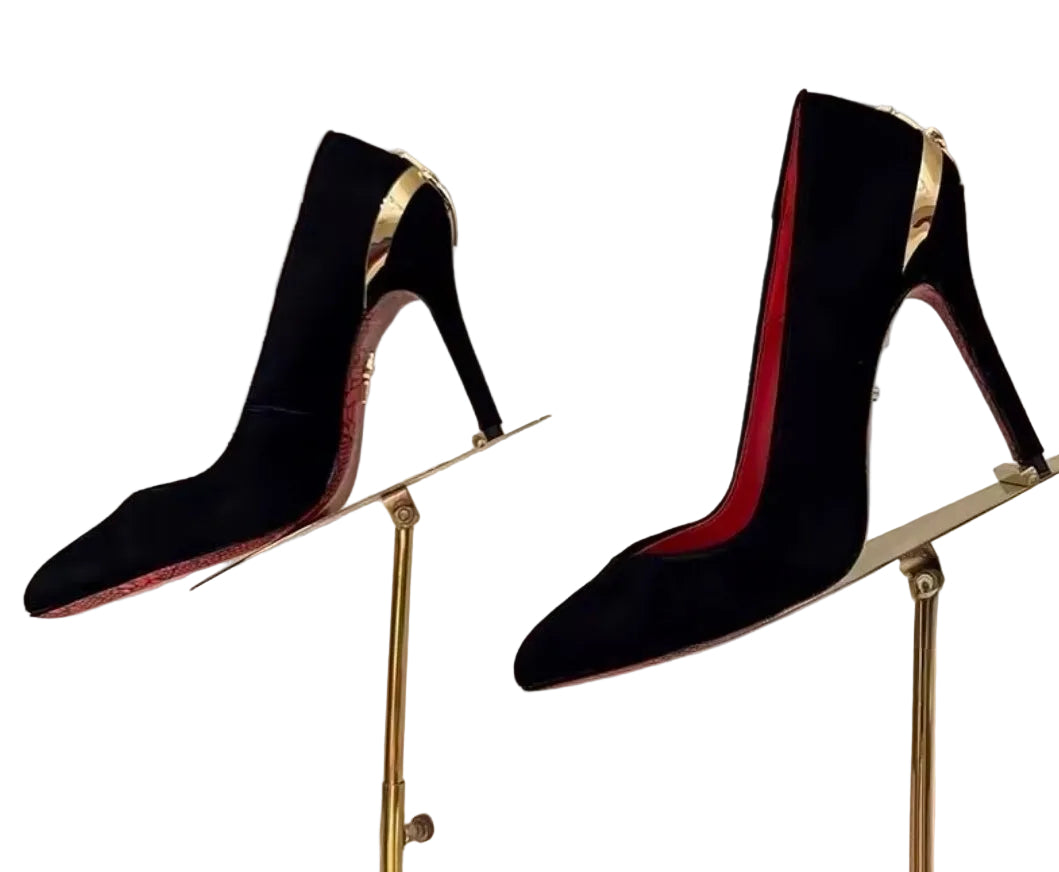 Women's Black Suede Pointed Toe Stiletto High Heels