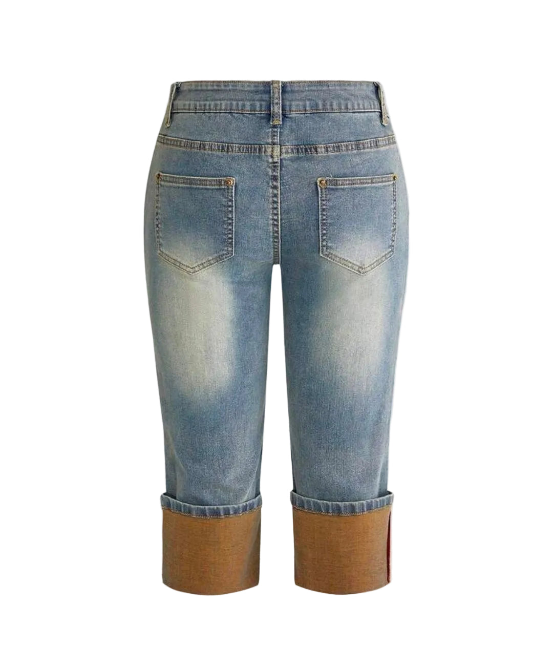 Denim Colorful Letter Embroidery Skinny Capri Jeans