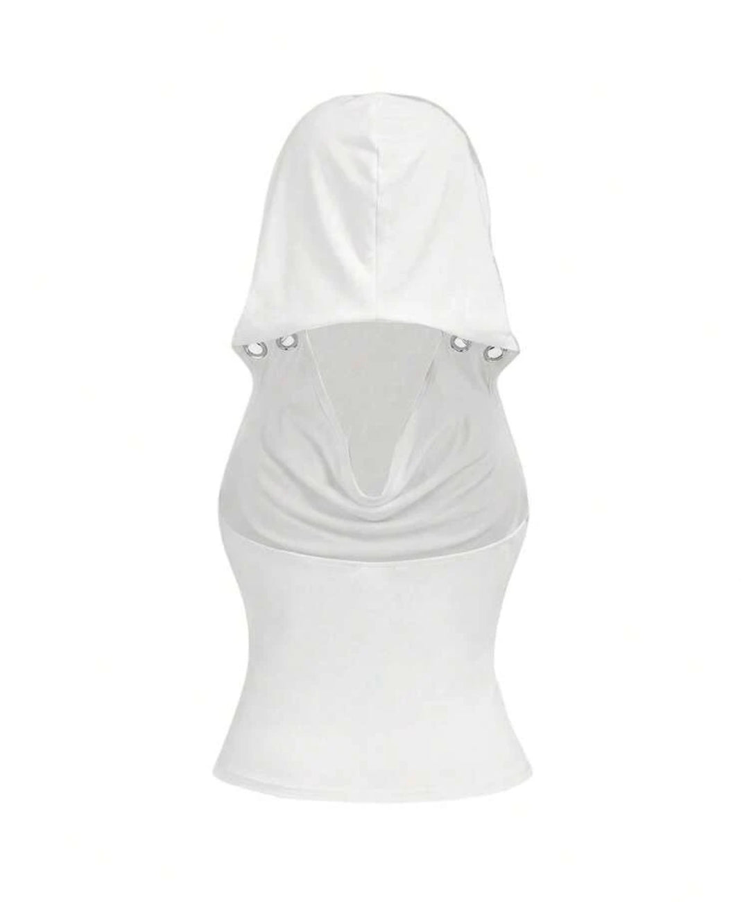 White Eyelet Metal Hooded Tank Top