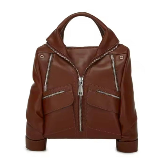 Brown Luxe Moto Jacket  Shoulder Bag