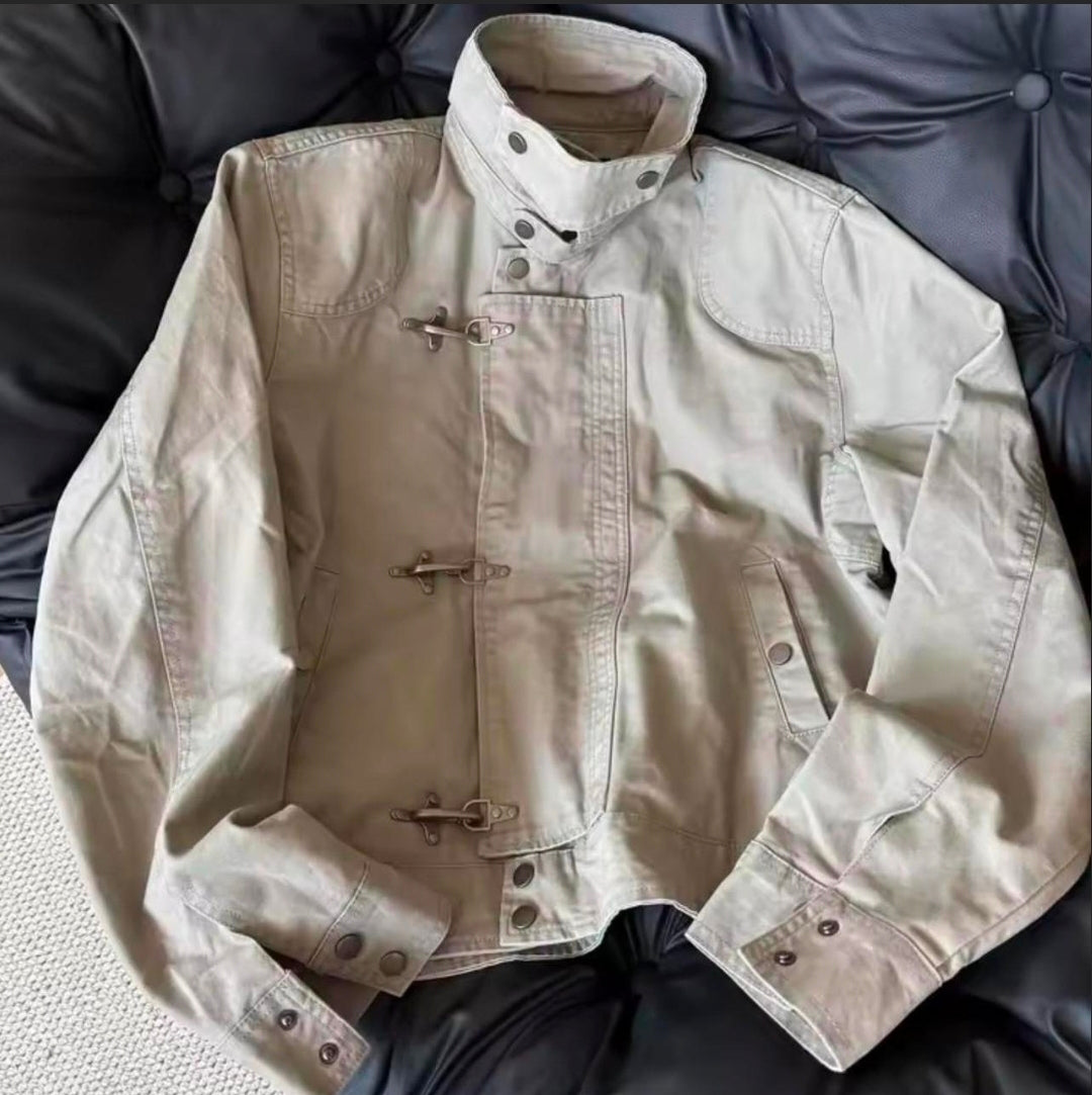 Vintage Stand Collar Loose Fit Jacket