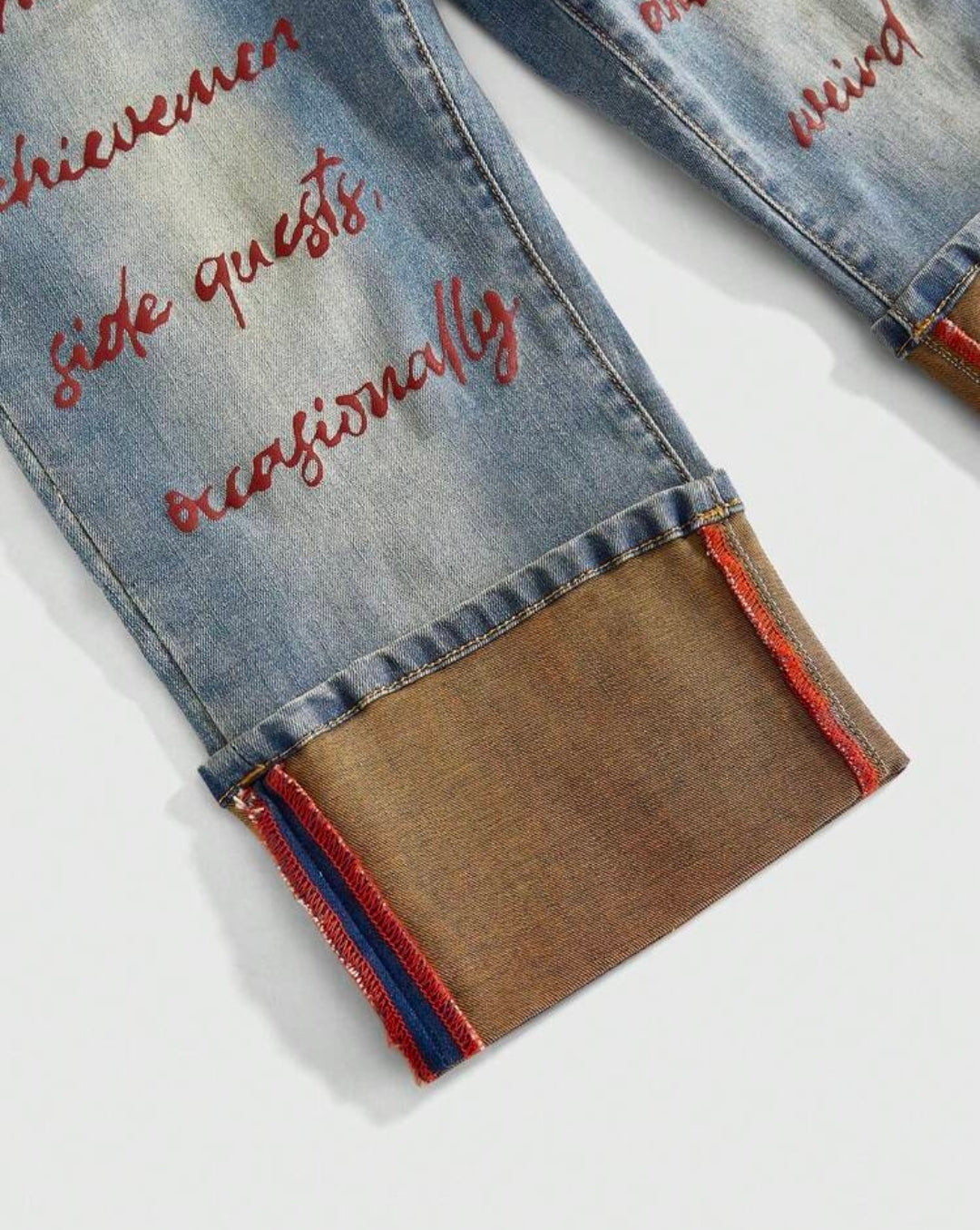 Denim Colorful Letter Embroidery Skinny Capri Jeans