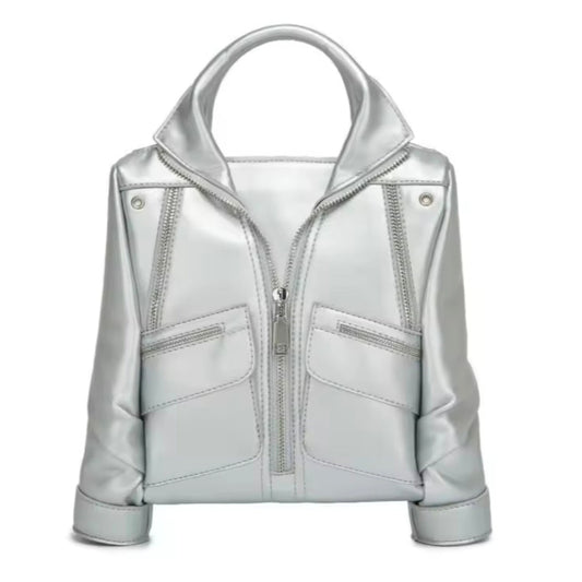 Silver Luxe Moto Jacket  Shoulder Bag
