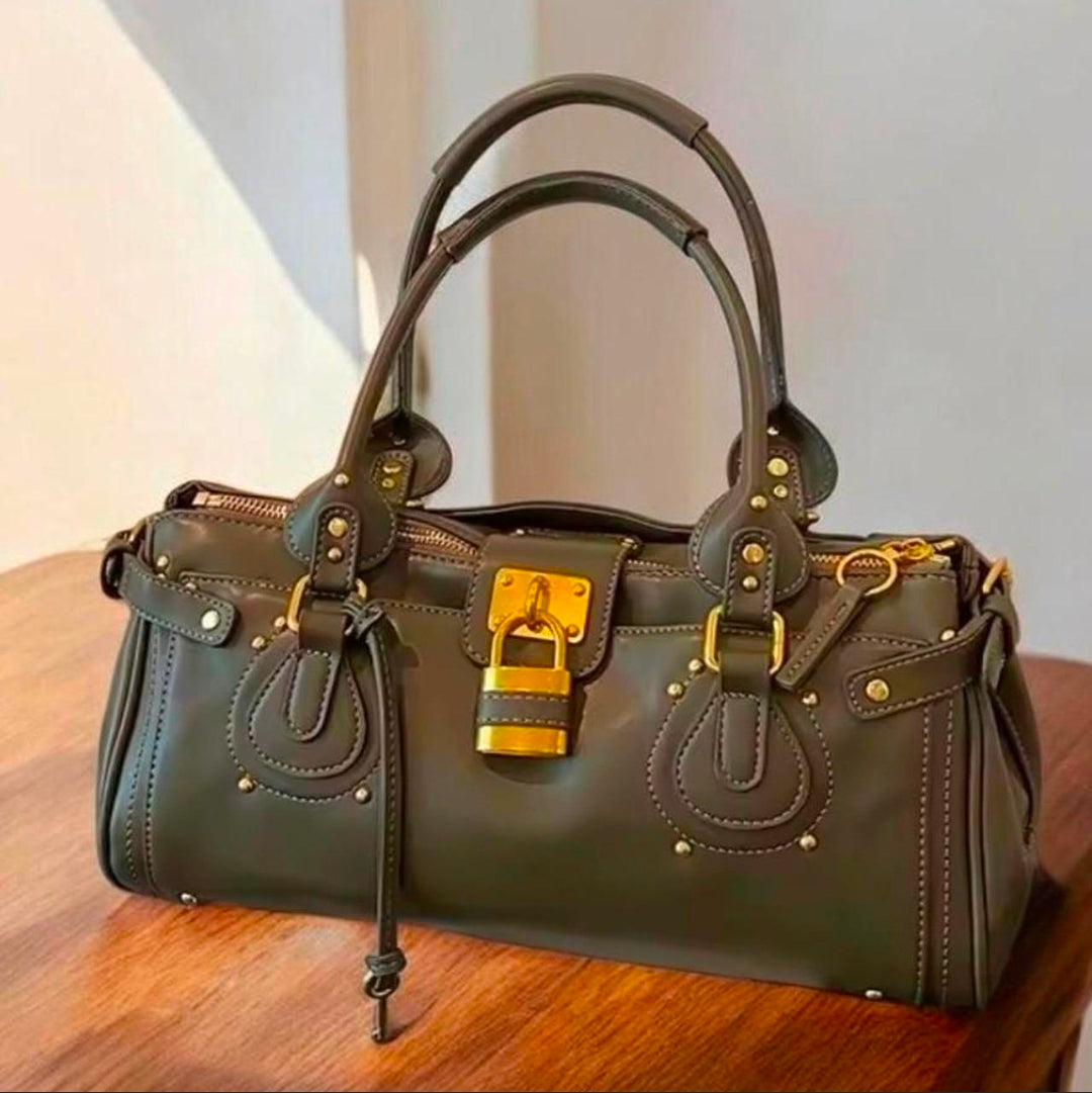 Green Leather Double Strap Handbag