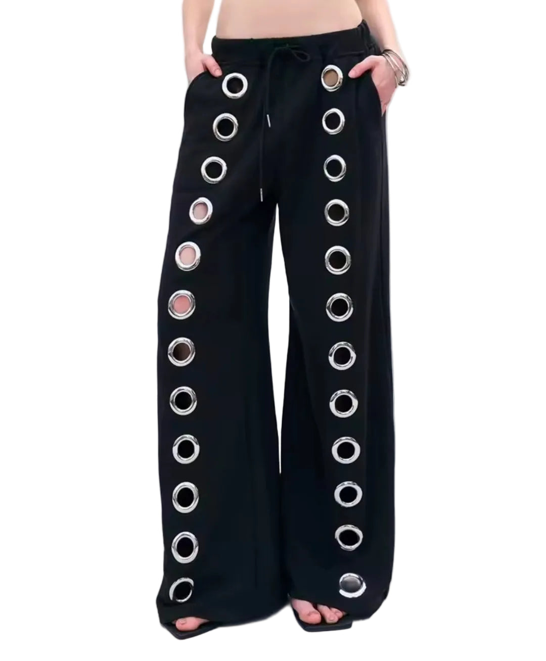 Y2K Ring Eyelet Loose Straight Sweatpants