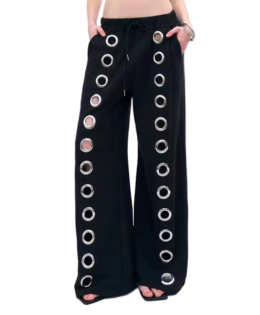 Y2K Ring Eyelet Loose Straight Sweatpants