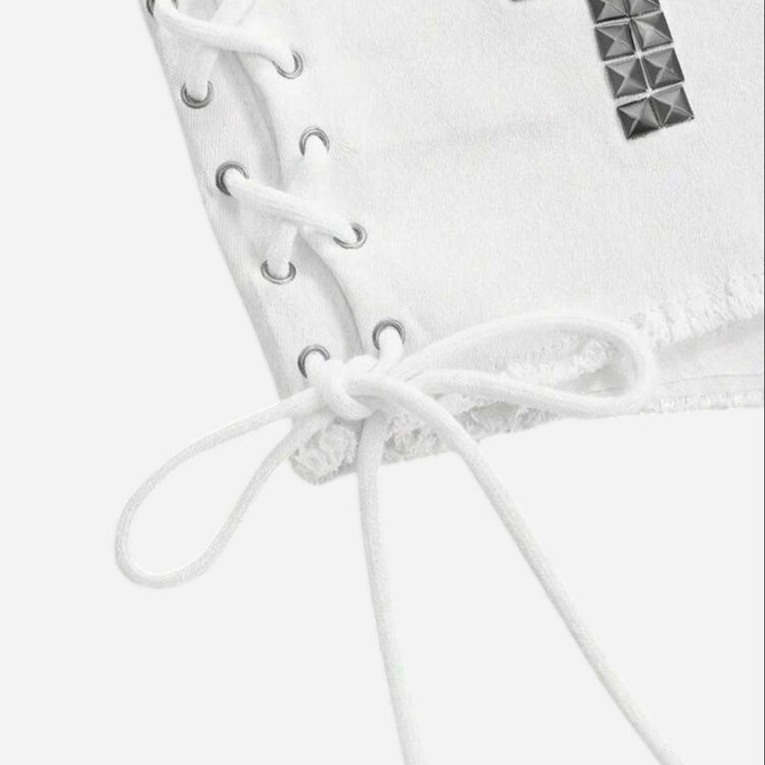 Women's Lace-Up Studded Rivet Shorts