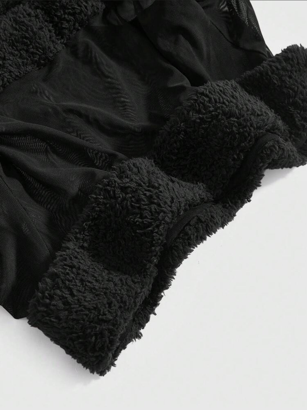 2PCS Off-Shoulder Mesh Fur Trim Low Waist Skirt