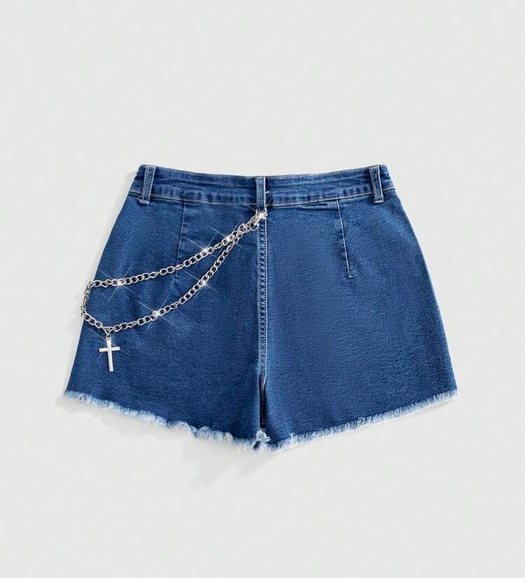 Denim Graphic Graffiti Chain Shorts