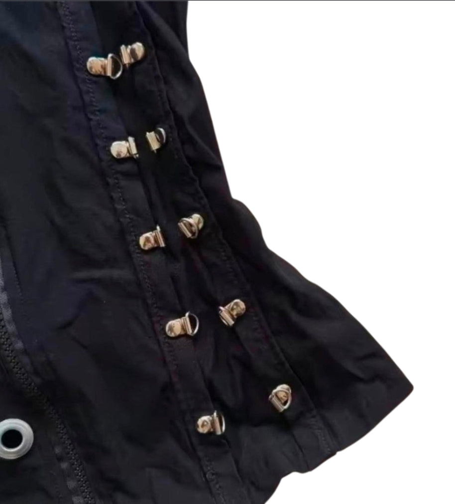 Black Silver Eyelets Sleeveless Top