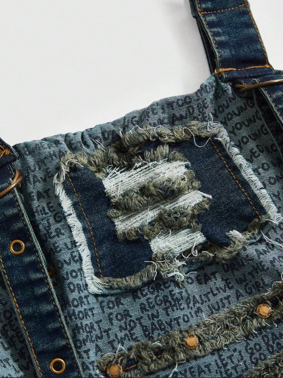 Denim Patchwork Adjustable Strap Top